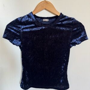 Intimately by FREE PEOPLE crushed velvet tee in navy